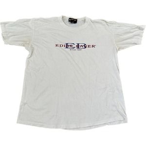 Vintage EDDIE BAUER EbTek Spell Out T Shirt 90s White XL VTG